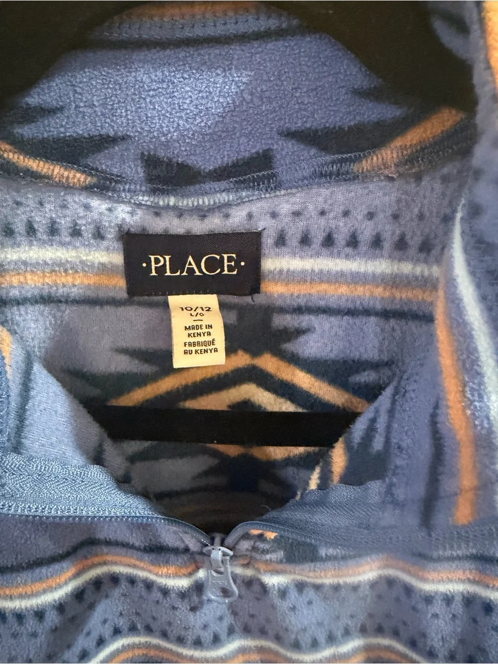 Boys Blue Aztec Geometric Fleece 1/4 Zip Mock Neck Sweatshirt Size 10/12
